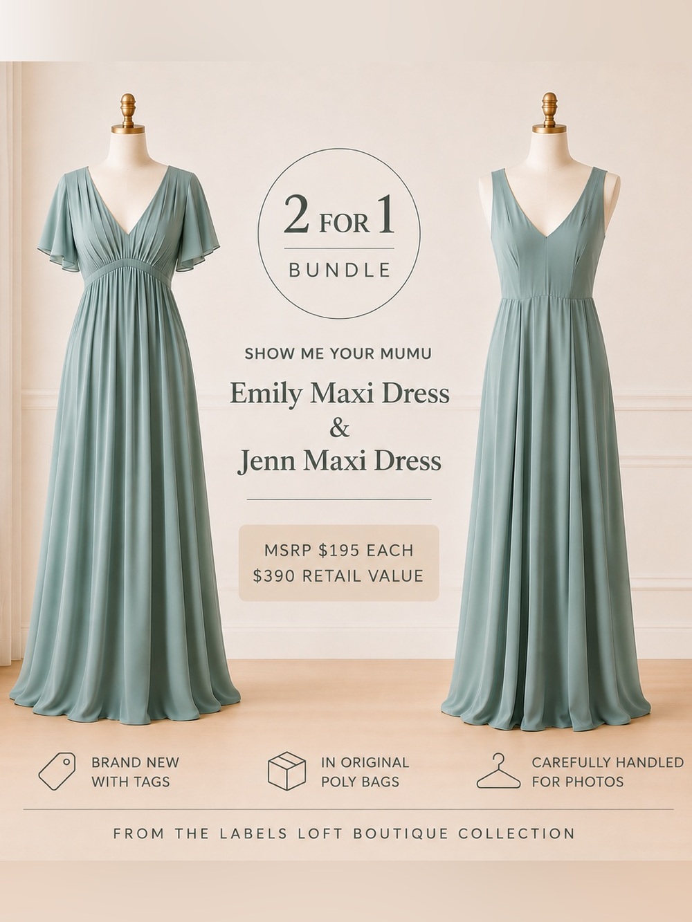 Show Me Your Mumu 2 for 1 Bundle Emily Jenn Maxi Dresses Sz M NWT